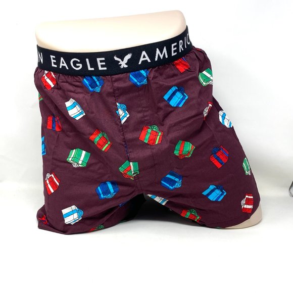 American Eagle Boxers 3-pack 4"inseam Christmas Underwear Red Black Man 2624 900 - Picture 2 of 6